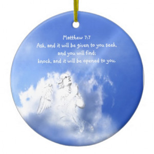 Prayer. Matthew 7:7 Scripture Verse with Angel Sky Double-Sided ...