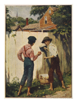 Tom Sawyer Whitewashing the Fence Giclee Print