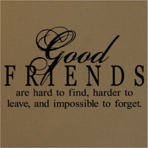Good Friends are Hard to Find, Harder to Leave...Wall Quote