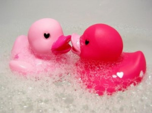 bath, bubble bath, bubbles, cute, love:), pink, rubber duck
