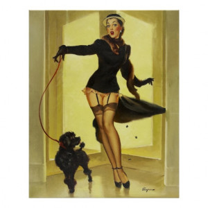 pin_up_girl_walking_dog_elvgren_vintage_poster ...