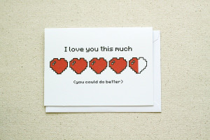 Sarcastic Love - Health Bar Hearts Note Card