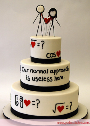 Un pastel decorado con operaciones y formulas matemáticas combinadas ...