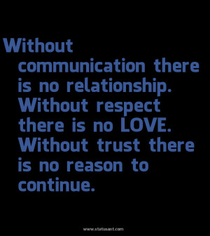 ... Respect There Is No Love. Without Trust There Is No Reason To Continue
