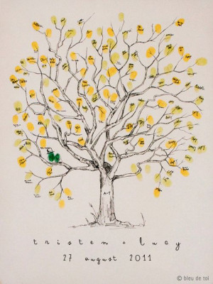 Great Oak Design, The original hand-drawn guest book fingerprint tree ...