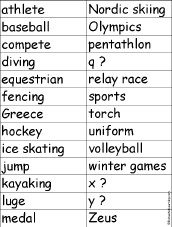 Olympic Games: Find an Olympics-Related Word for Each Letter