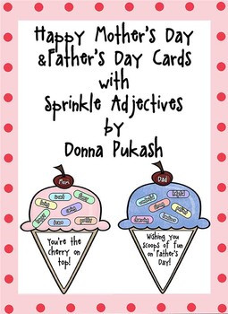 Mother's Day/Father's Day Ice Cream Card w/Sprinkle Adjectives