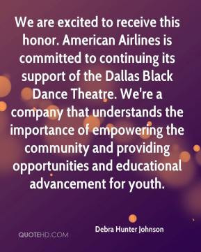 Debra Hunter Johnson - We are excited to receive this honor. American ...