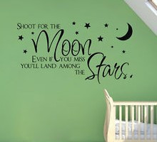 SHOOT FOR THE MOON STARS VINYL DECAL WALL QUOTE ART LETTERING WORDS ...