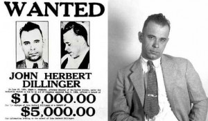 John Dillinger and his wanted poster