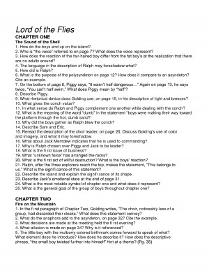 Lord of the Flies Printable Questions