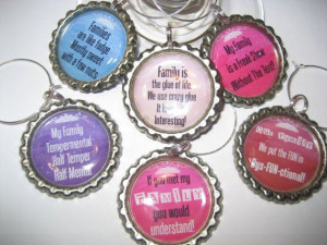 ... Funny Family Sayings,Best friends gift, wineglass charms,Hostess Gift