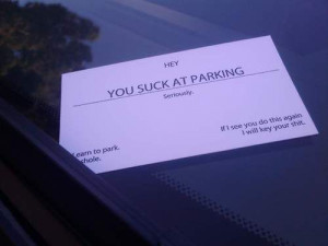 Clean and succinct, our favorite sucky parking calling card