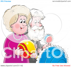 Clipart Illustration of a Happy Grandma And Grandpa Playing With Toys ...