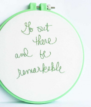 Green embroidery art / inspiring quote / cursive writing / fresh ...