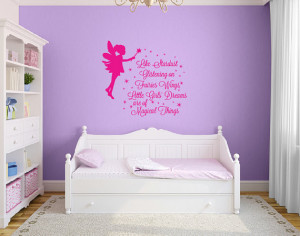 Girls fairy wall quote decal, stardust on pixie wings DB353