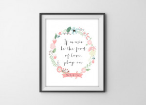 Shakespeare Quote Print - Typography Floral Wreath Laurel Wreath - If ...