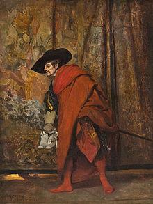 Polonius behind the curtain by Jehan Georges Vibert , 1868