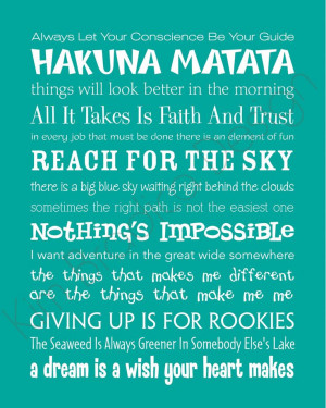 Inspirational Movie Quotes Subway Art, 8x10 Print: Disney Quotes ...