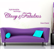... FABULOUS COCO CHANEL Quote Wall Vinyl Art Mural Sticker Decal PURPLE