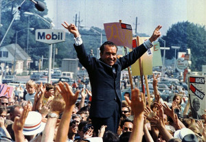 Richard Nixon during the 1968 presidential campaign. Photo: Ollie ...