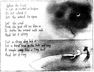 Scan of the one with the bird and the caption - 'When the heart is cut ...