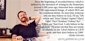 Ricky Gervais, atheist, atheism