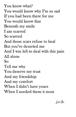 alone, depression, friendship, hurt, love, pain, quote, sad, scars