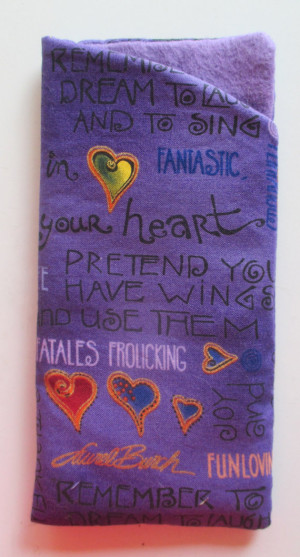 Laurel Burch Heart Sayings eye and sunglasses case