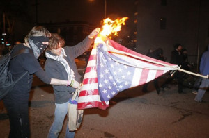 third week in a row, Occupy Oakland protester burns an American Flag ...