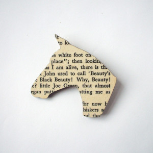Anna Sewell - 'Black Beauty' original book page brooch