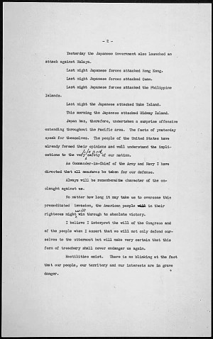 Reading copy (page 2) of FDR's 