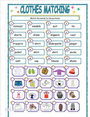 simple matchin exercise on clothes vocabulary.