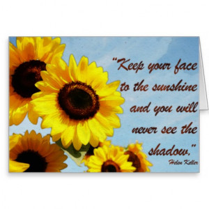 Helen Keller Quote with Sunflower Greeting Cards