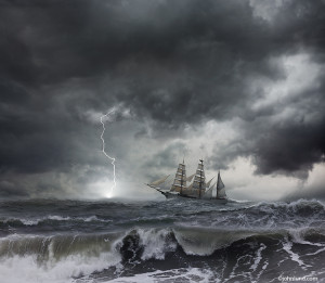 Sailing Ship Storm at Sea