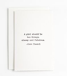 Hand-printed Coco Chanel quote card by Besotted Brand.