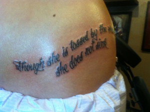 is tossed by the waves, she does not sink.