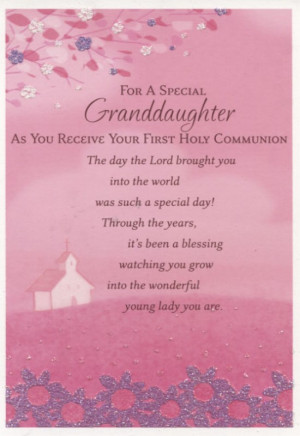For a Special Granddaughter First Communion Card - Pink with Glitter ...