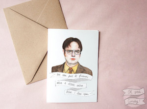 Dwight Schrute greeting card watercolor The Office Valentine's Day