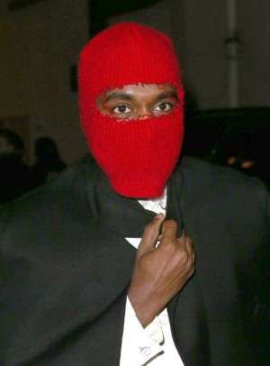 Kanye West Wears Red Mask on his way to the Martin Margiela show For ...