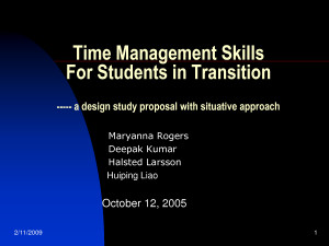 Time Management Skills For Students in Transition ----- a by ...