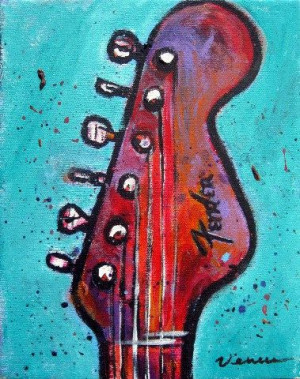 Fender Guitar, Canvas Colors, Diy Art Canvas Guitar, Guitar Painting ...