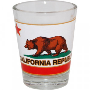 California souvenir shot glass with image of California bear flag ...