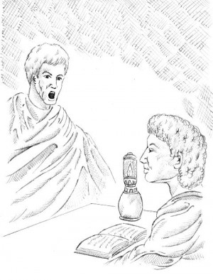 ... appears before Brutus (illustration) - The Ghost of Caesar appears