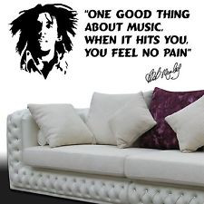 BOB MARLEY QUOTE One Good Thing About Music VINYL WALL ART STICKER ...