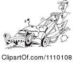 Black And White Cartoon Lawn Mower