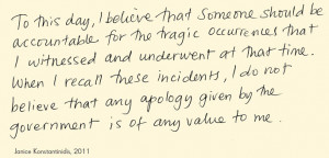 Exhibition graphic panel of black handwritten text on a beige ...