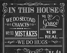 In this house poster - printable ch alkboard quotes poster - 16 x 20 ...