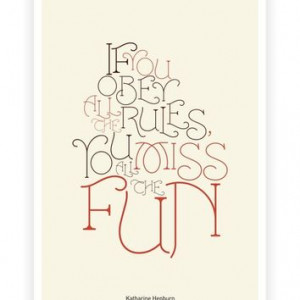 If you obey all the rules Katharine Hepburn Typographic Print from Lab ...