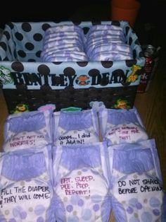 Give each guest at shower a diaper and have guest right funny sayings ...